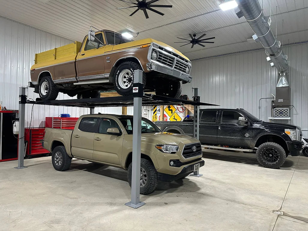 Garage with Wildfire XLT 9000 lb 4 post lift